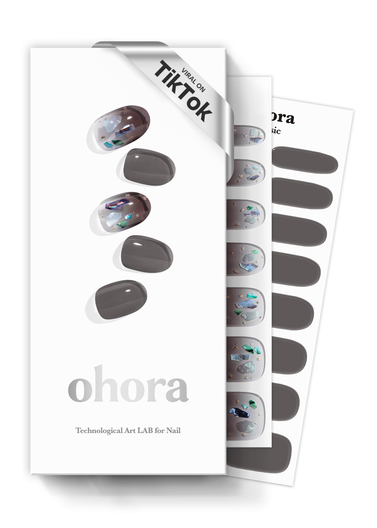 Ohora N Pottery dark ombre gel strips on a sleek box for at-home manicure