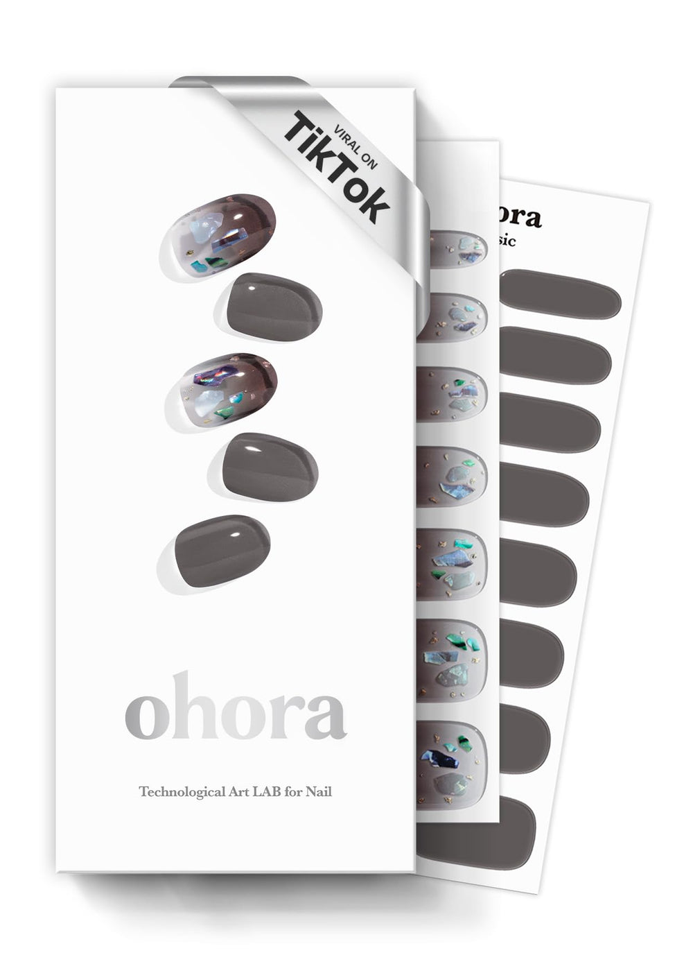 Ohora N Pottery dark ombre gel strips on a sleek box for at-home manicure