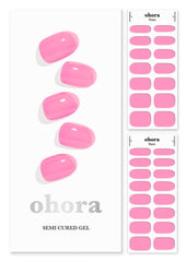 Ohora Semi Cured Gel Nail Strips N Tint High-Teen pink close-up for long-lasting salon-like shine.