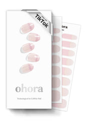Ohora semi cured gel nail strips Romantic French box with prep pads for at-home manicure.