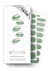 ohora Semi Cured Gel Nail Strips N Matcha Chrome box set for at-home salon results.