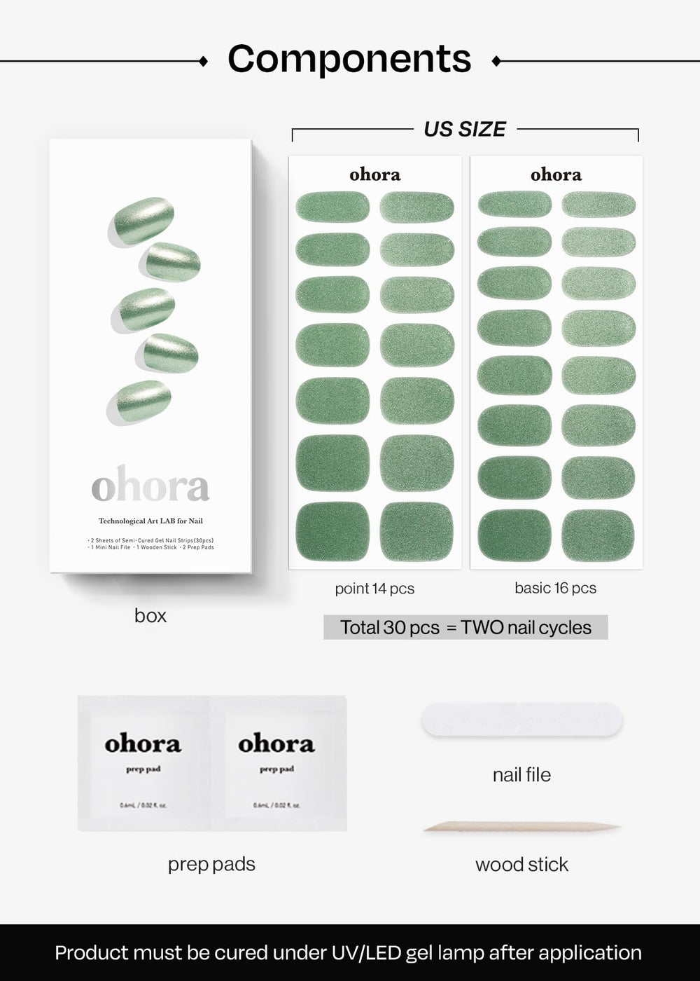 ohora Semi Cured Gel Nail Strips N Matcha Chrome delivers salon-quality nails at home.