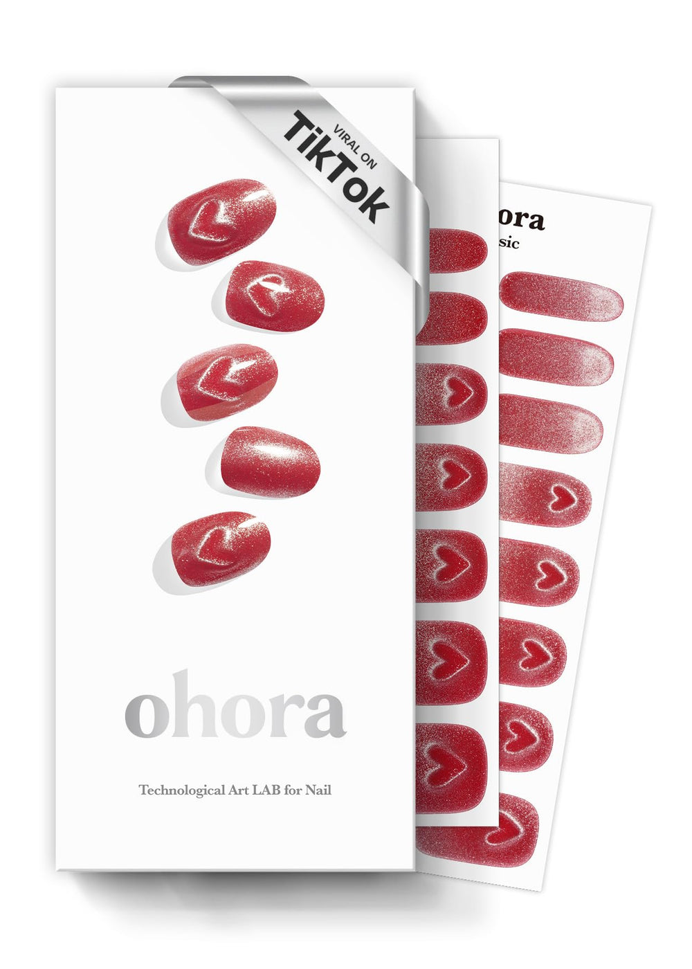 ohora semi-cured nail strips magnetic love red for long-lasting salon-quality color