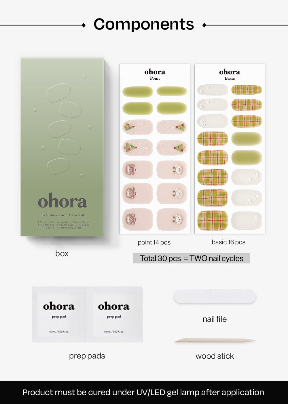 ohora semi-cured nail strips n beary merry long-wear result with chip-resistant look