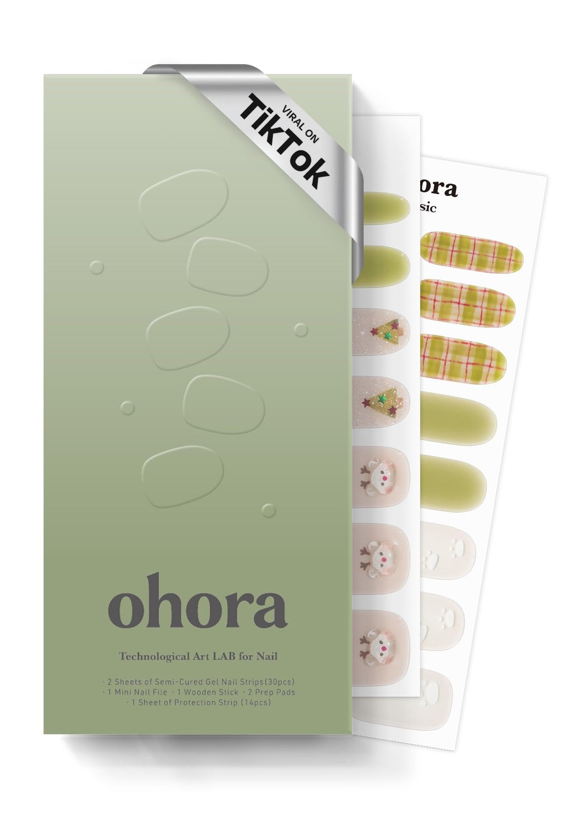 ohora semi-cured nail strips n beary merry packaging shows 30 wraps for easy at-home manicure