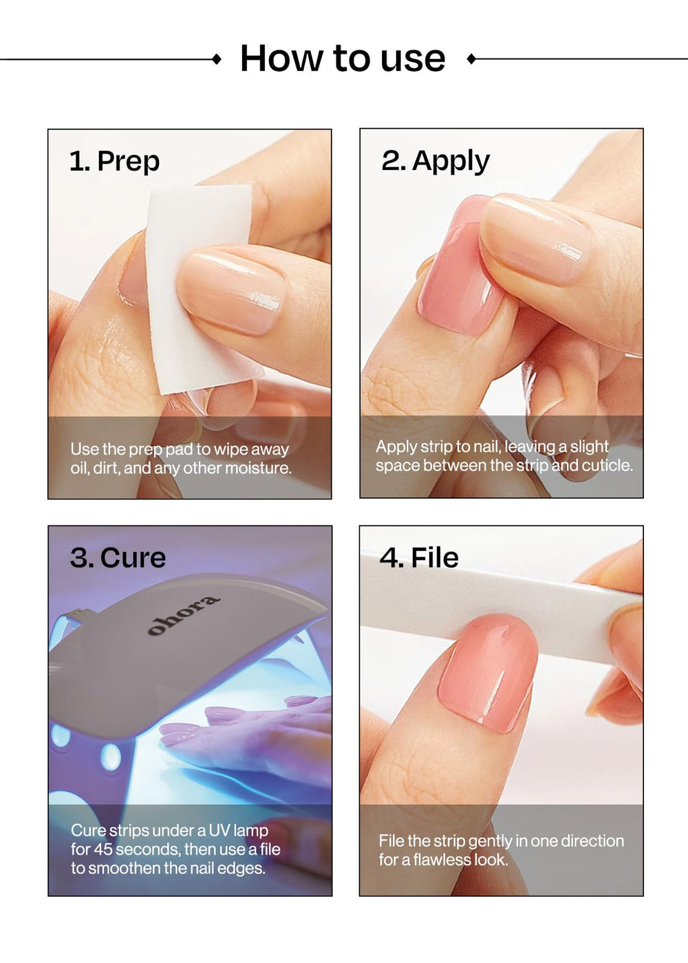 ohora semi-cured nail strips n beary merry easy removal method after wear
