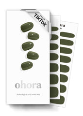 Ohora Semi Cured Nail Strips N Cream Moss packaging highlights color and easy home manicure.