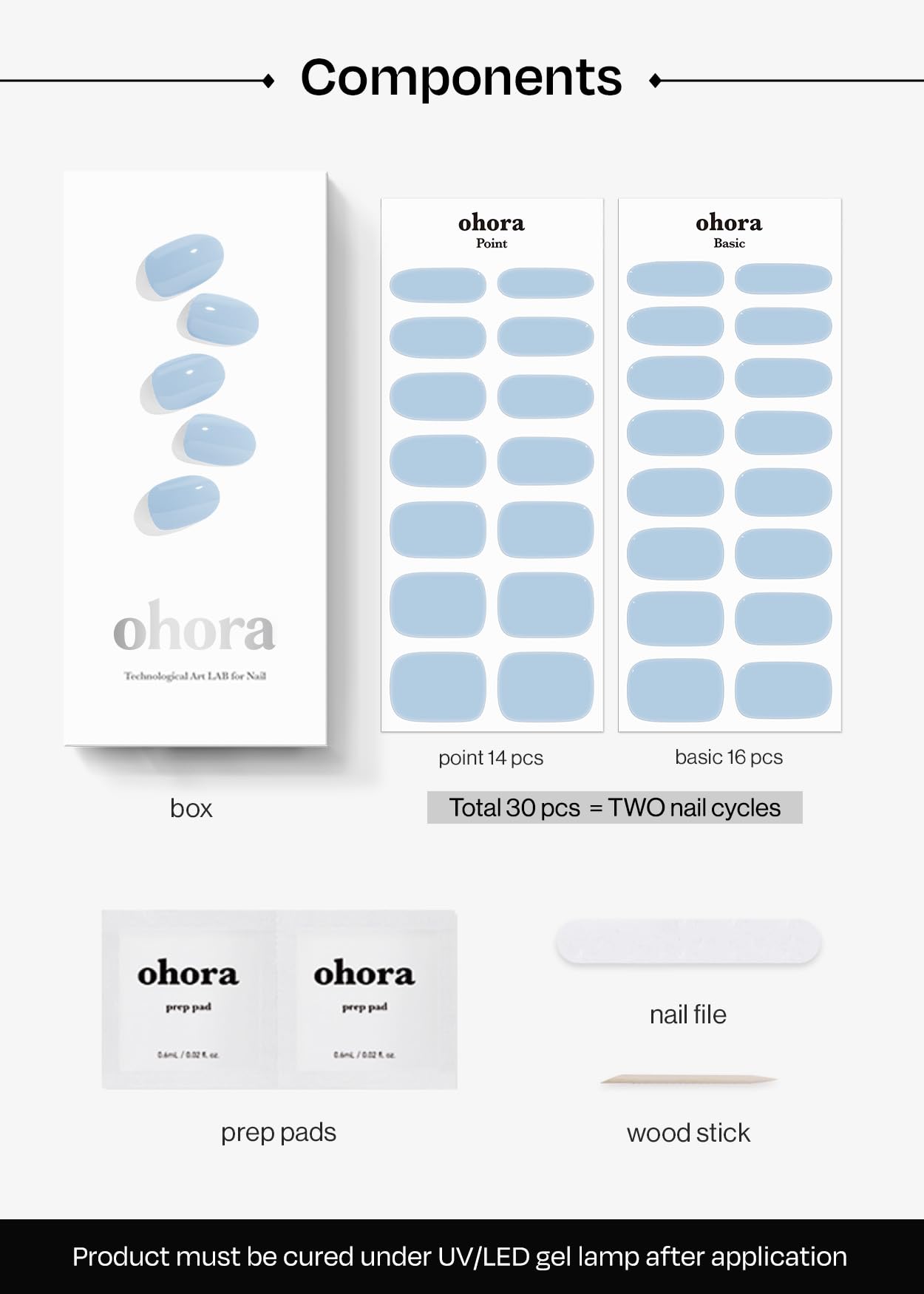 ohora removal of gel strips n cream sky for easy residue-free take-off