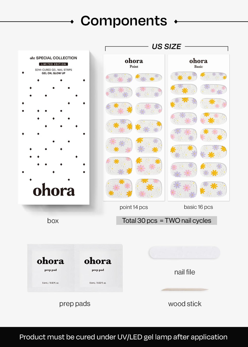 Ohora Daisy Disco finish close-up revealing glossy salon-like look