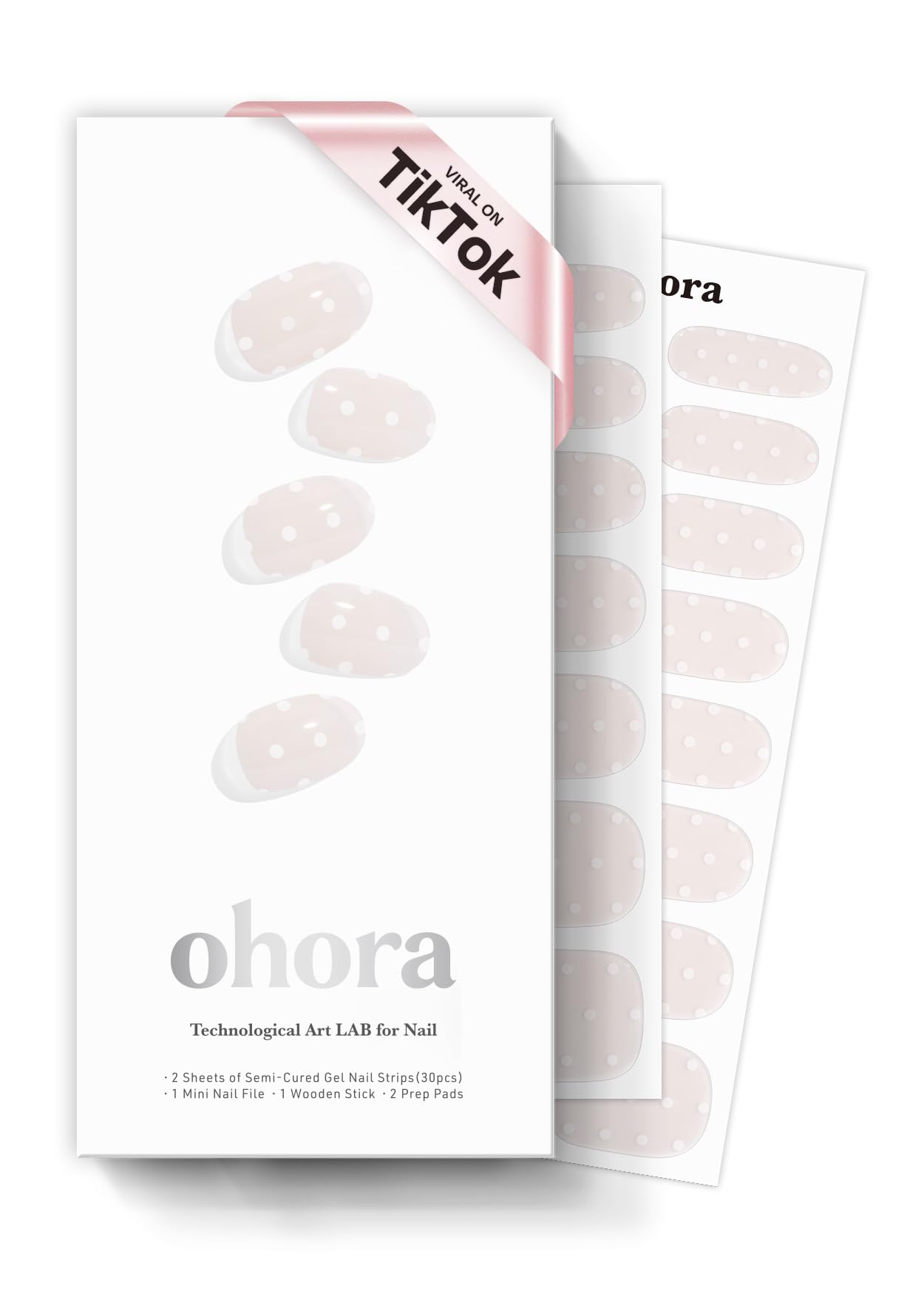 ohora N Polka Blanc accent-pattern nail strips for bold, salon-like styling