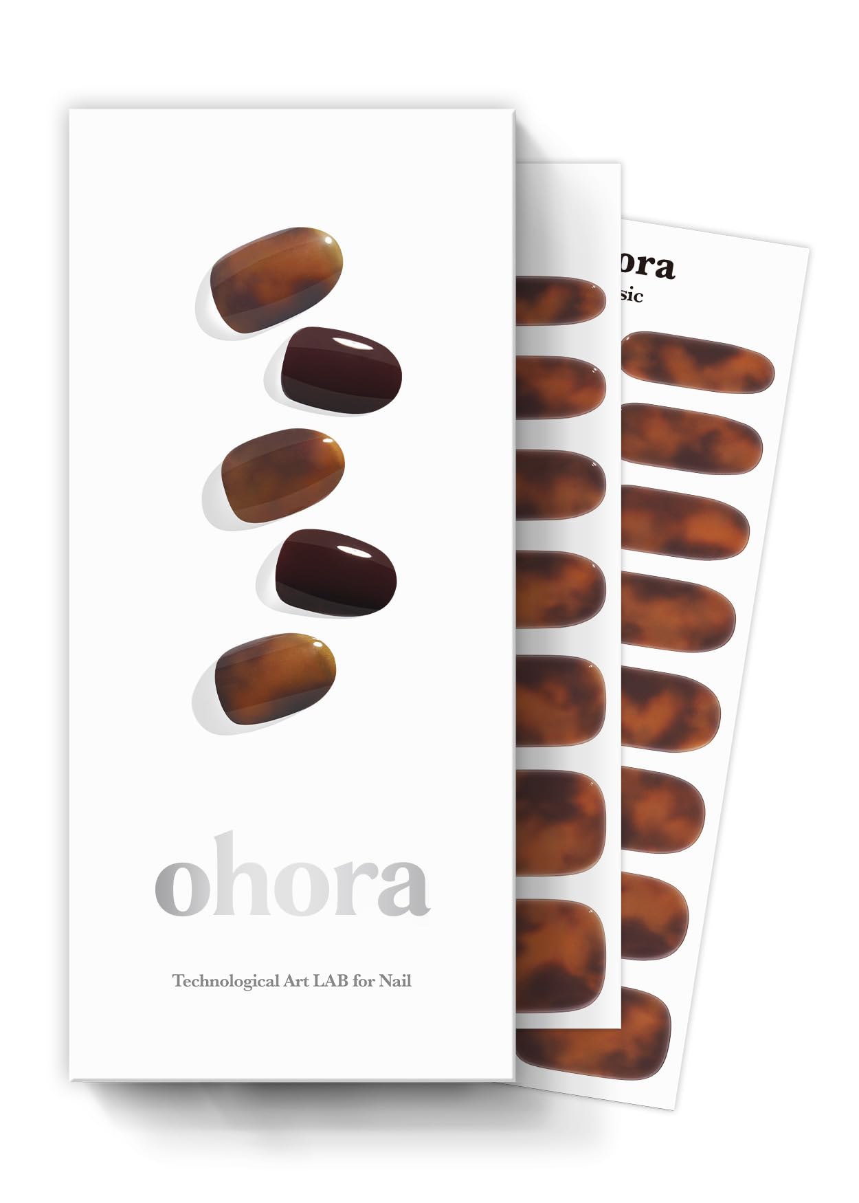 Ohora N Pumpkin Swirl gel nail strips in pumpkin swirl brown marble for salon-like nails at home.