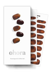 Ohora N Pumpkin Swirl gel nail strips in pumpkin swirl brown marble for salon-like nails at home.
