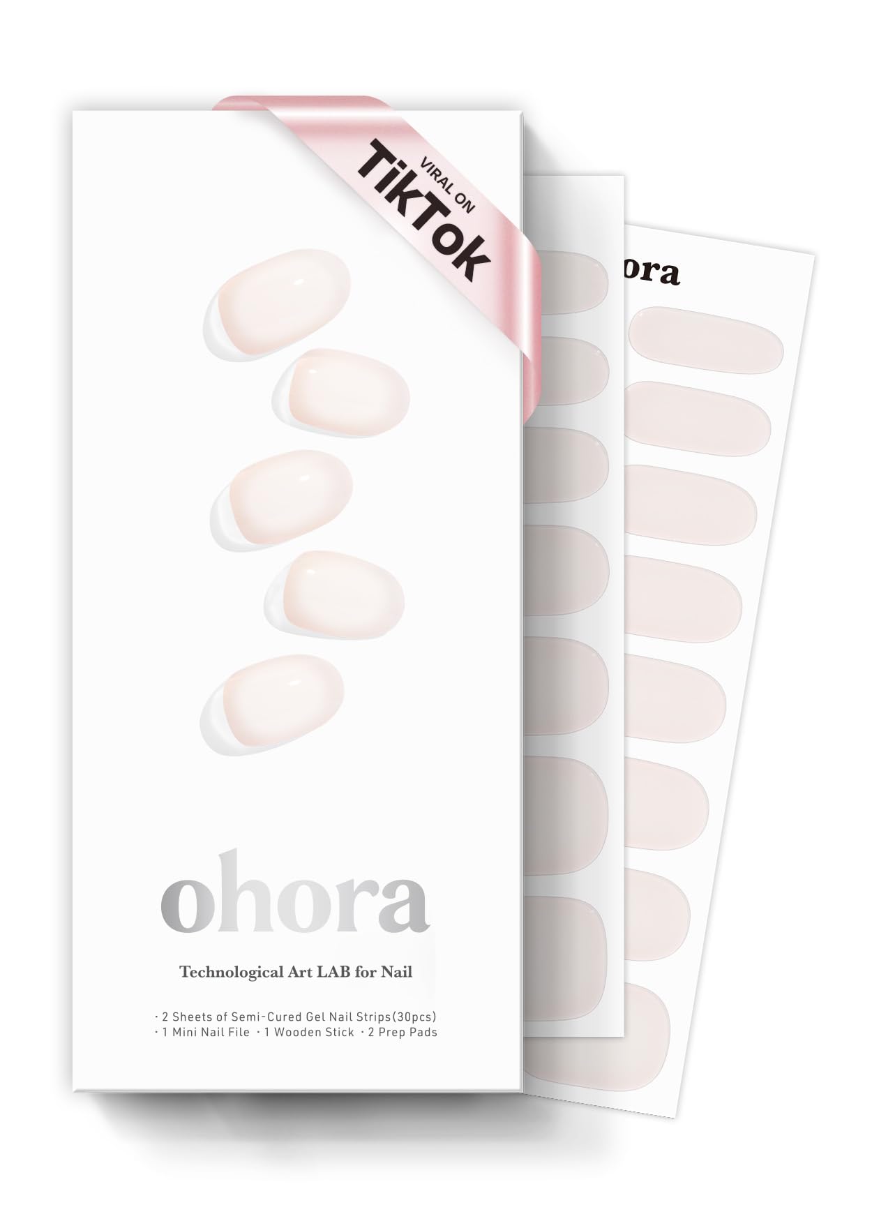 Ohora coconut jelly semi-cured nail wraps in a box for an easy at-home manicure