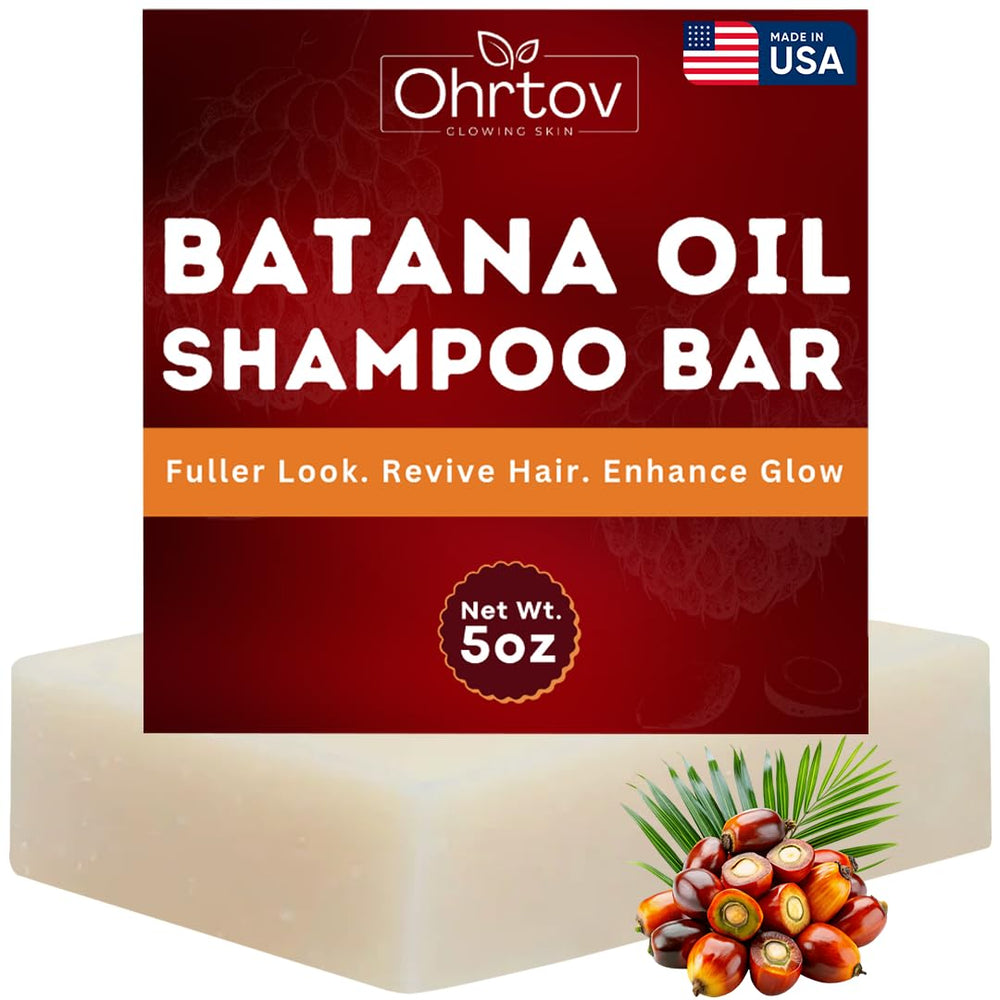 Ohrtov Batana Shampoo Bar wrapped in eco-friendly packaging for on-the-go hair care.