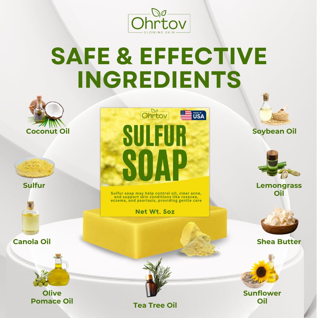 Ohrtov sulfur soap bar packaging with simple design