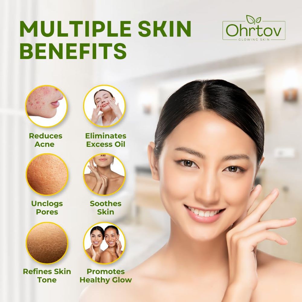 Ohrtov sulfur face wash foaming action highlighting pore cleansing and shine reduction