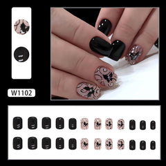 OHWODA butterfly rhinestone designs nails for eye-catching party wear
