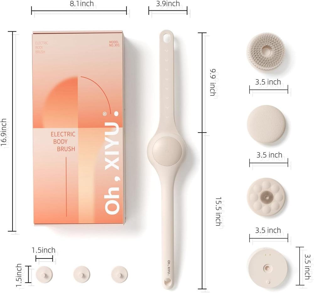 OhXiyu electric body brush bath scrub head with plant-fiber fabric