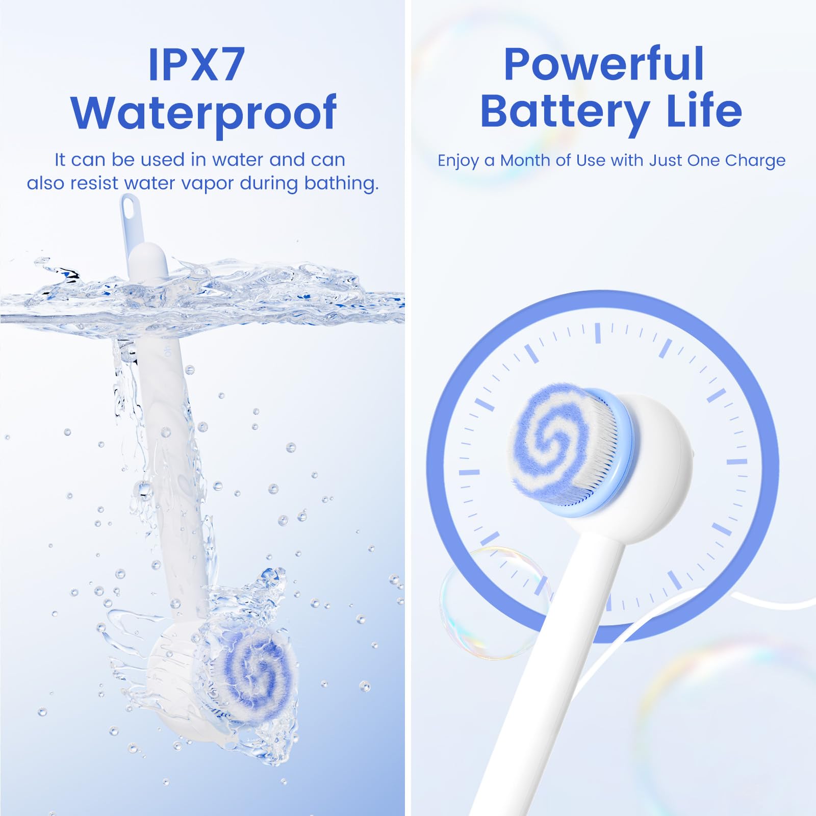 Oh,XIYU back scrubber with two interchangeable heads for cleansing and hydration.