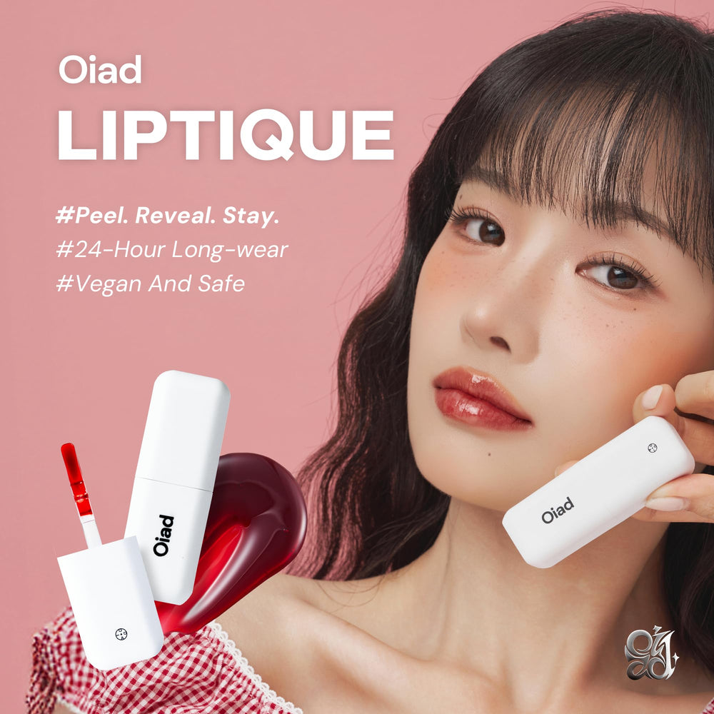 Oiad Liptique applicator on lips delivering precise, even tint application