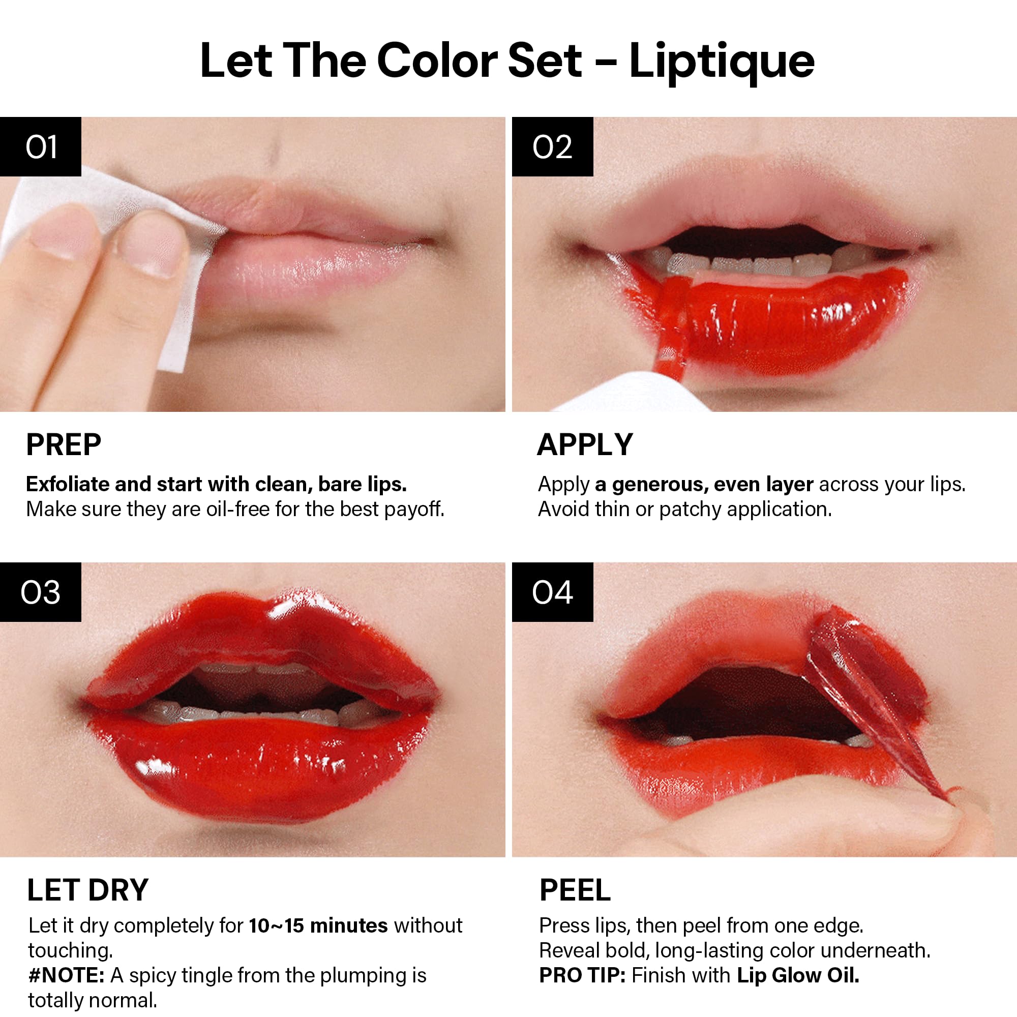Oiad Liptique removal shows clean, even tint on lips