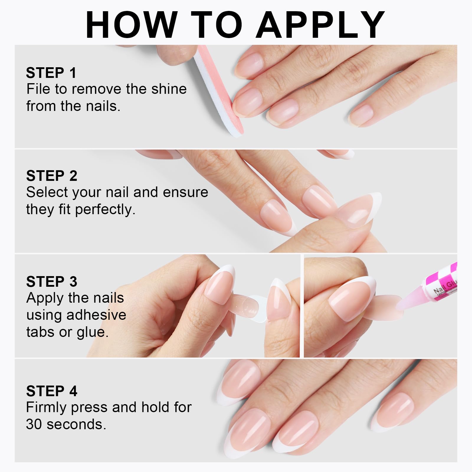 OIFEN glossy almond nails on display for a polished look.