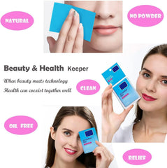 Oil blotting papers face sheet closeup shows quick absorption for oilier skin types.