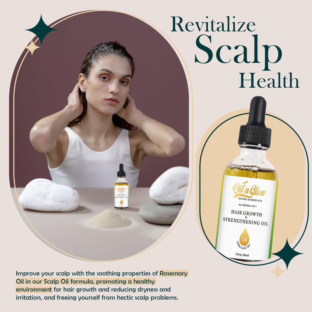 OilnGlow rosemary-castor ingredients closeup highlighting nourishing botanicals.