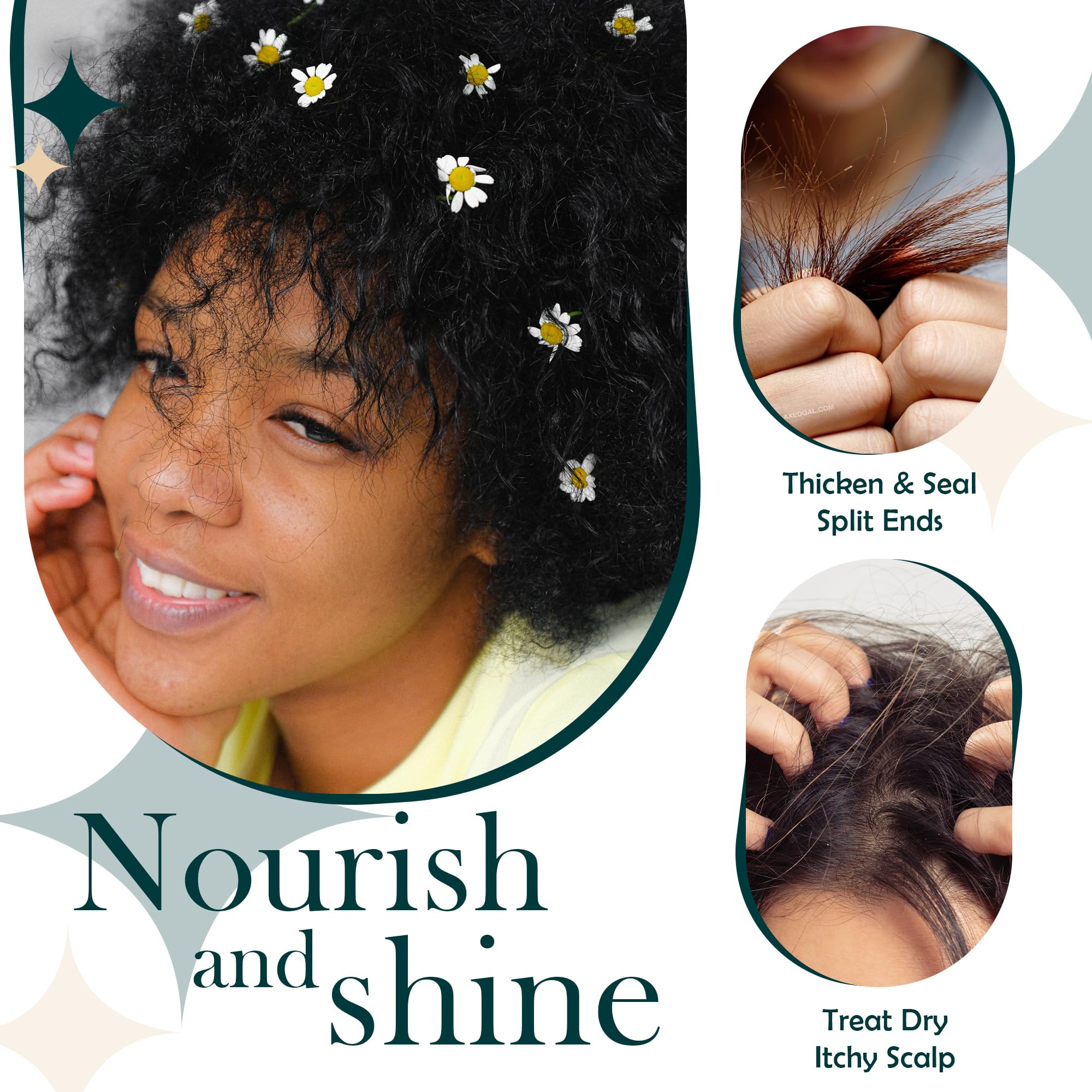 OilnGlow scalp relief image emphasizes soothing, itch-relief benefits.