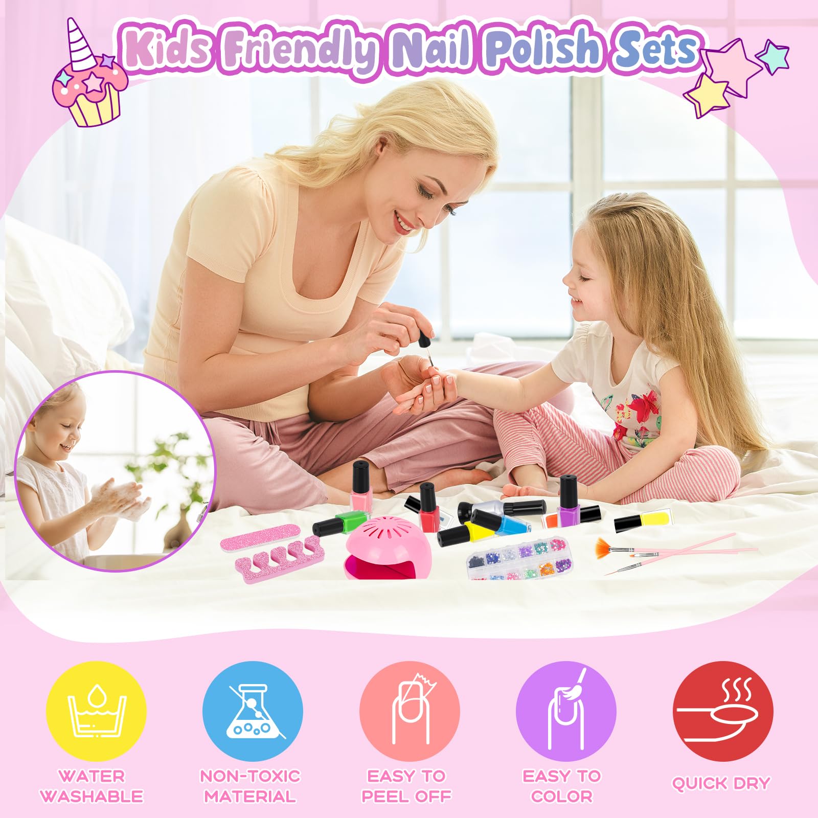 Oisacirg Kids Nail Polish Set diamond painting pen adds detailed designs