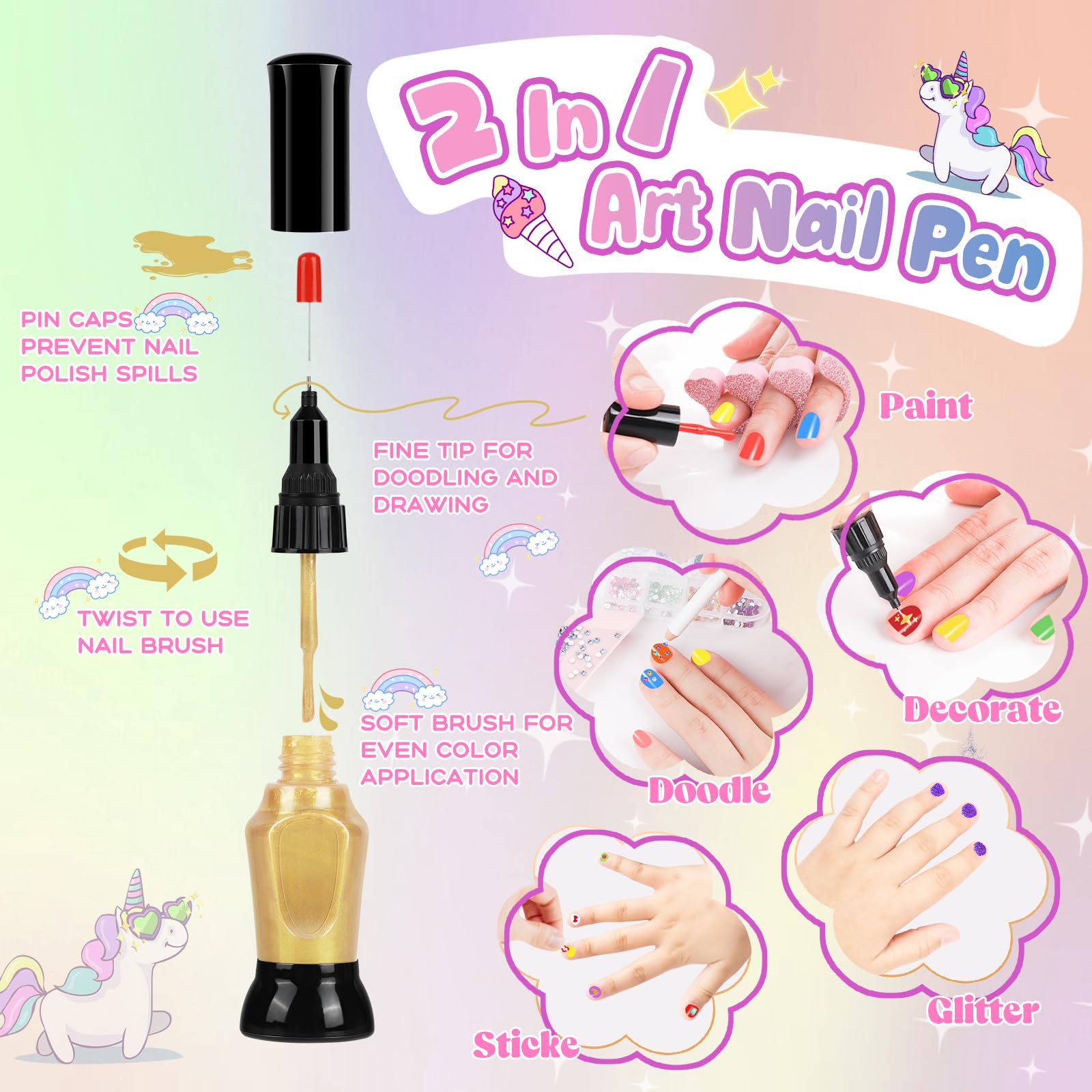 Oisacirg Kids Nail Polish Set glitter and accessories spark creative nail art