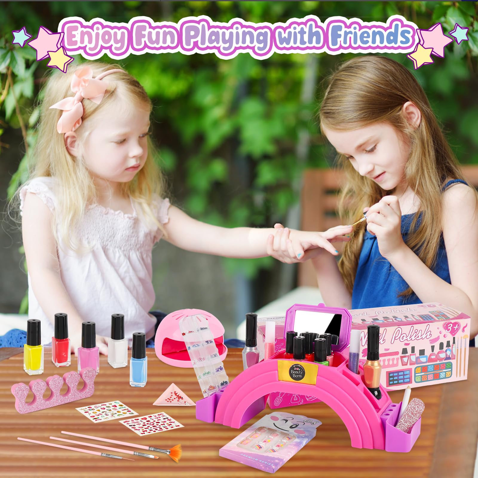 Oisacirg Kids Nail Polish Set wearable nails and tray organize playtime