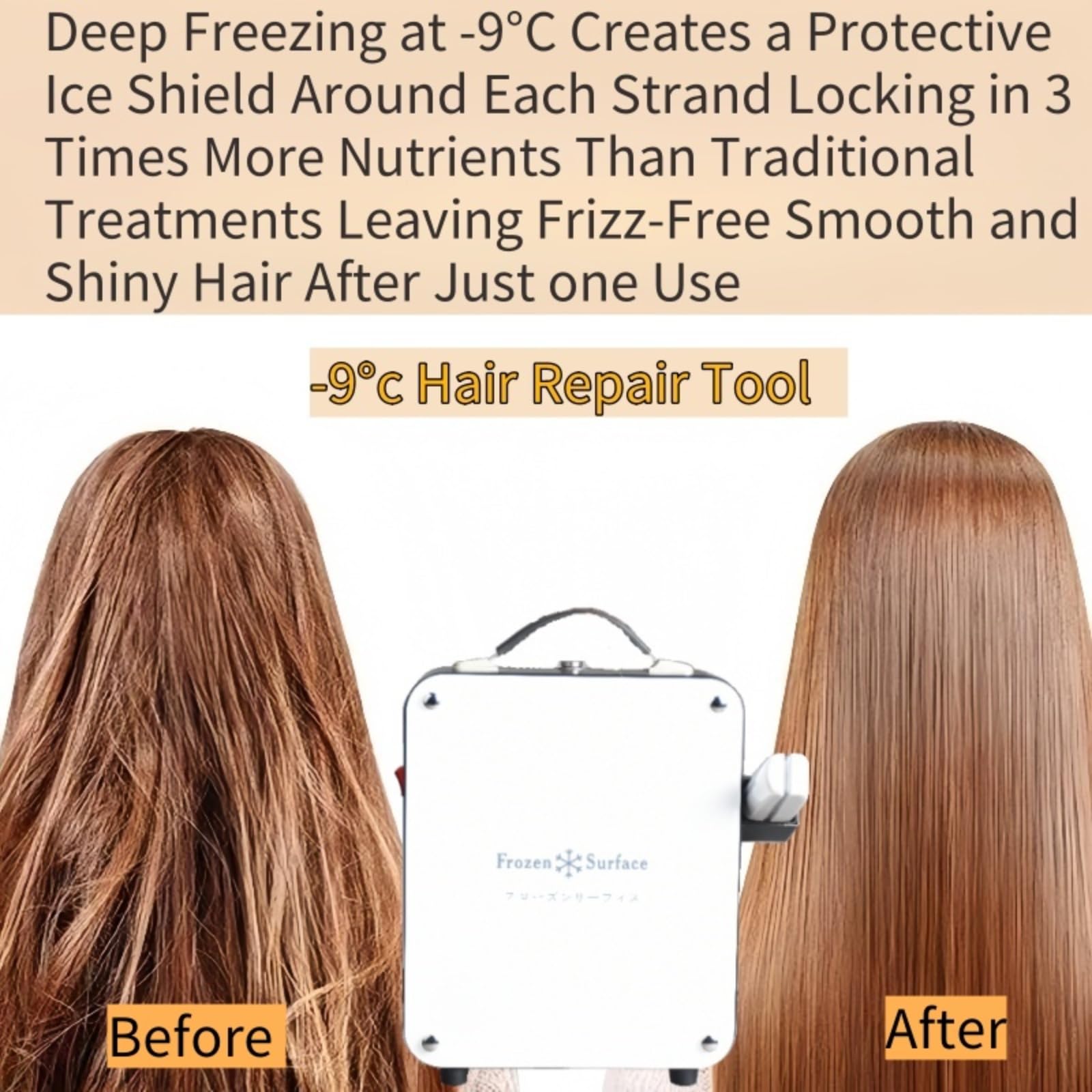 OIYALI Freeze Clip close-up demonstrates sealing cuticles to reduce frizz
