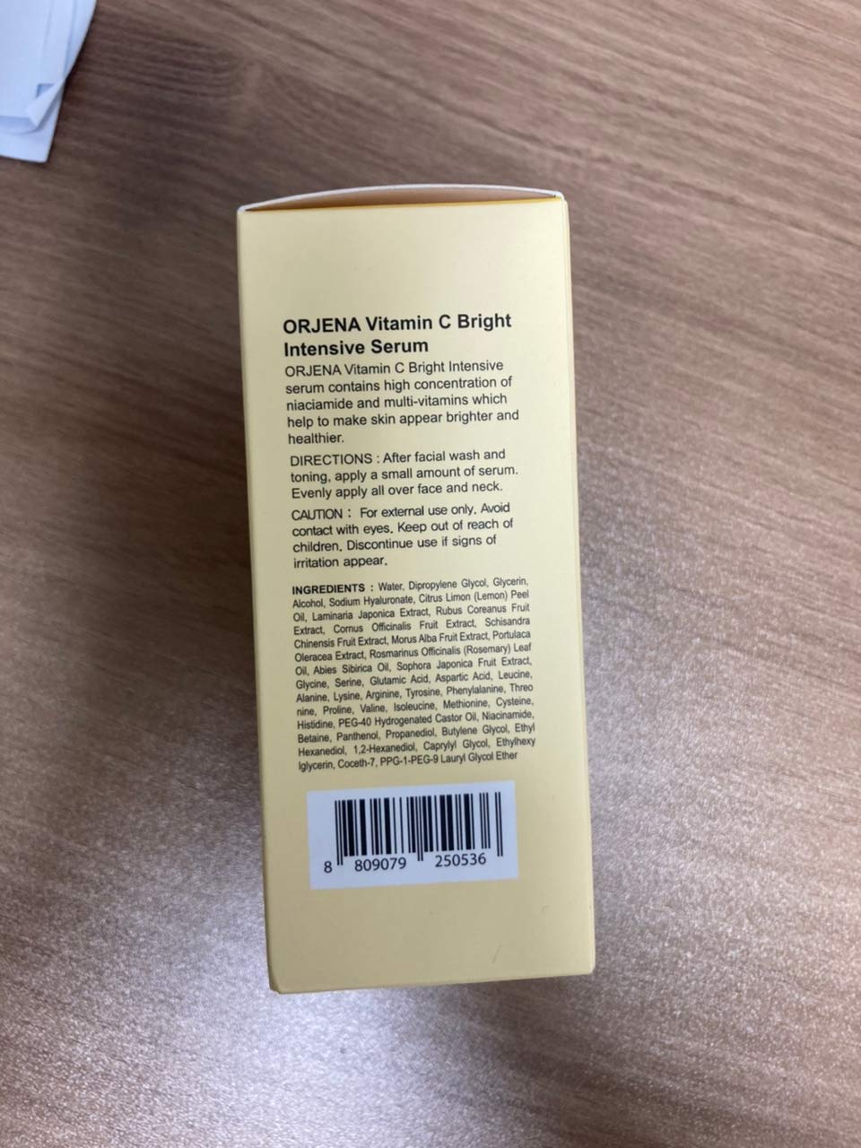Orjena Vitamin C Serum for daily use shown in skincare routine