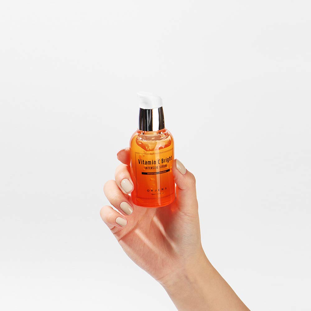 Orjena Vitamin C Serum swatch reveals subtle brightness on skin