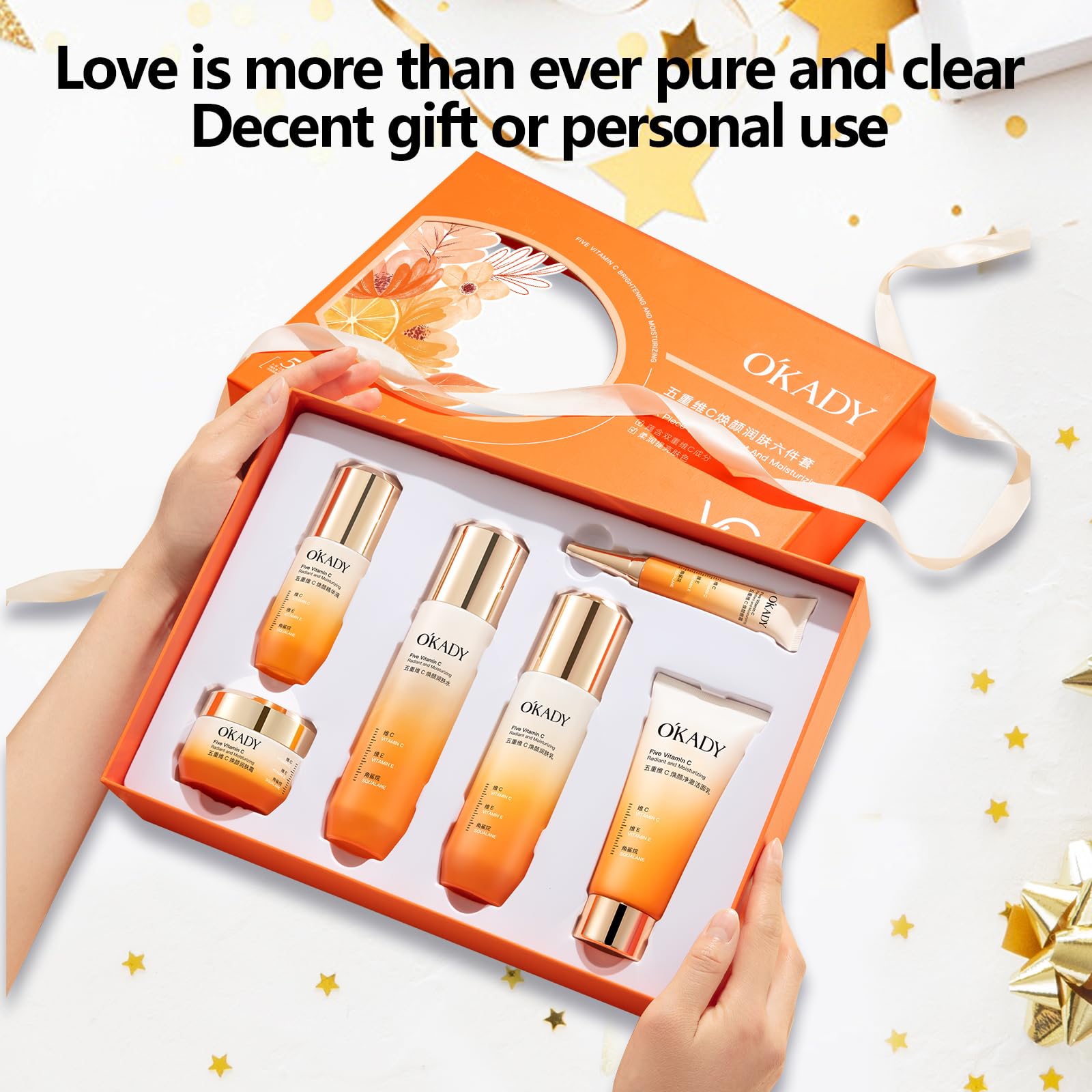 OKADY Vitamin C skincare set box image presents sleek, reusable gift-ready packaging.