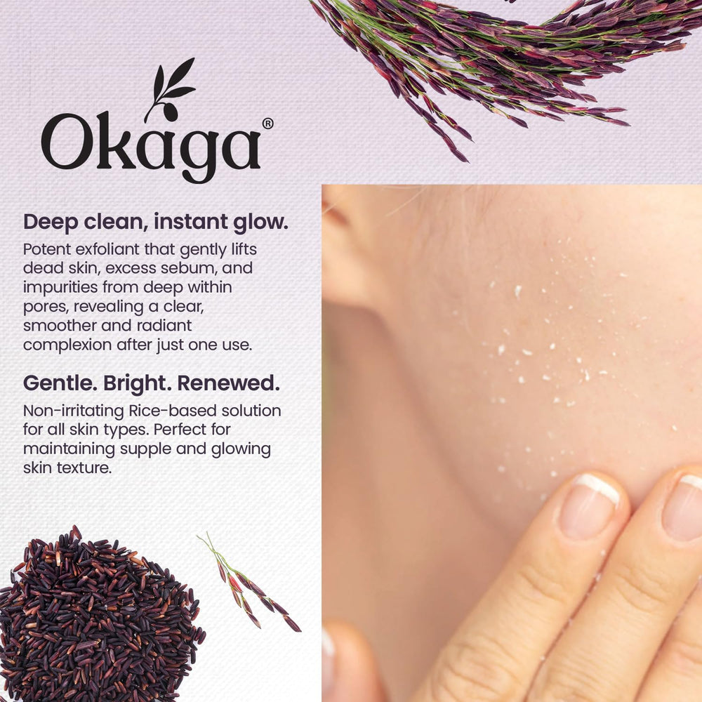 Okaga Ampoule applied to clean skin shows smooth texture