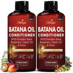 Okaga Batana Oil Conditioner bottle front with citrus scent emphasis for daily hydration