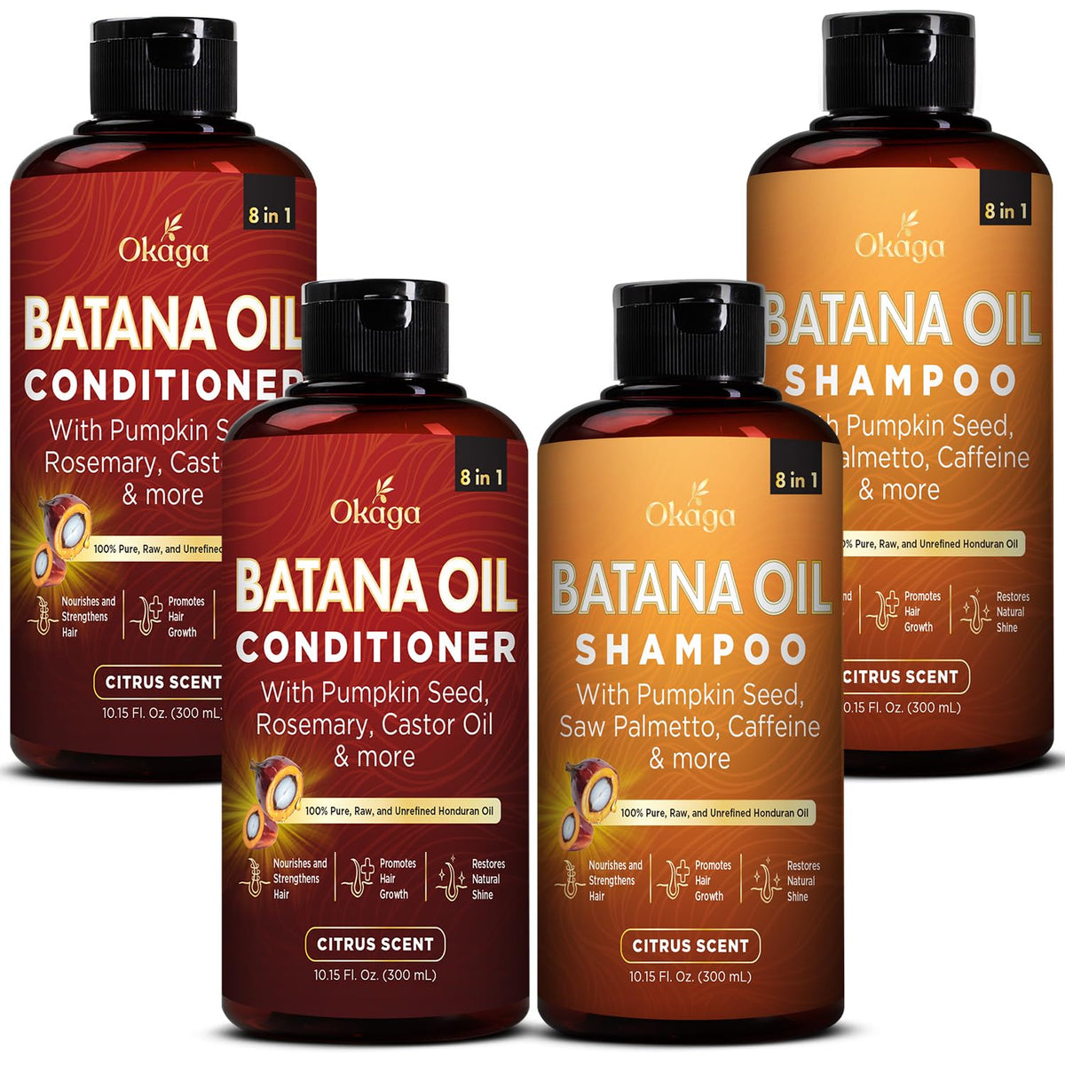 Okaga Batana Oil Shampoo bottle offering gentle cleansing for dry and color-treated hair.