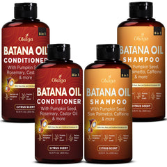 Okaga Batana Oil Shampoo bottle offering gentle cleansing for dry and color-treated hair.