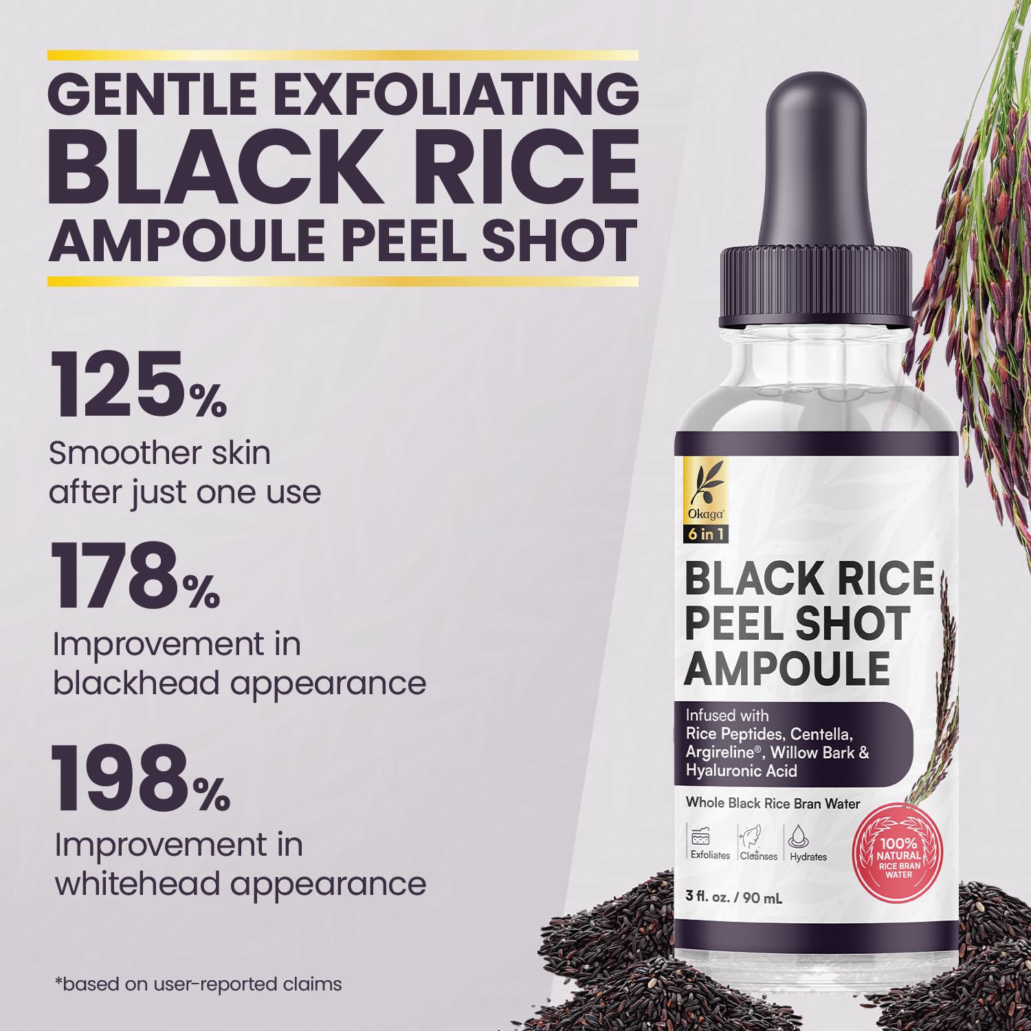 Okaga Shot Ampoule being poured for instant hydrating glow