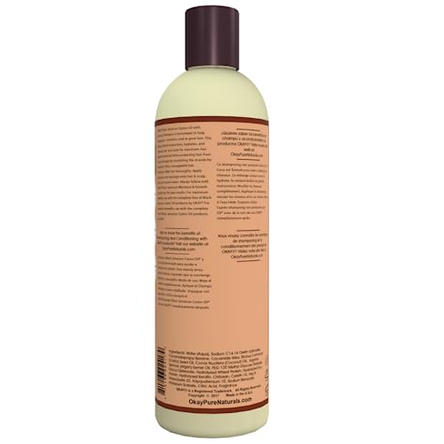 OKAY ingredients image highlighting castor and argan oils for moisture retention.