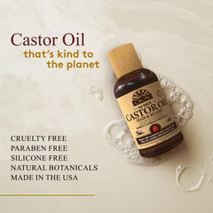 OKAY castor oil massage application image suggests smooth application for beard and hair