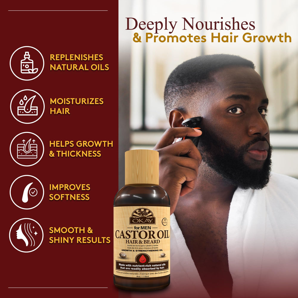 OKAY bottle pour captures easy-to-use oil ideal for quick grooming routines