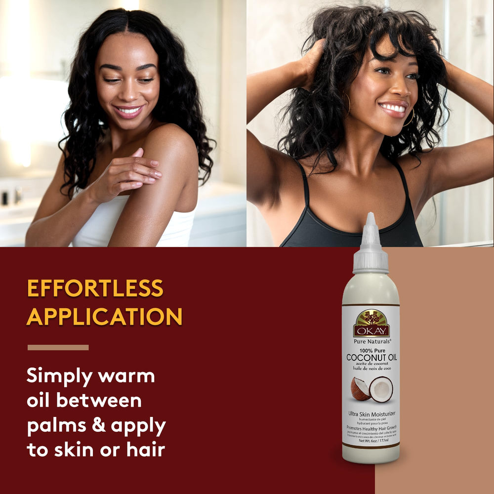 OKAY coconut oil body moisturizer provides lightweight, silky skin with lasting hydration.