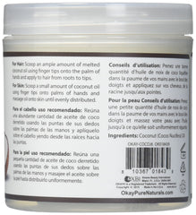 OKAY coconut oil hair application from roots to tips for nourishment.