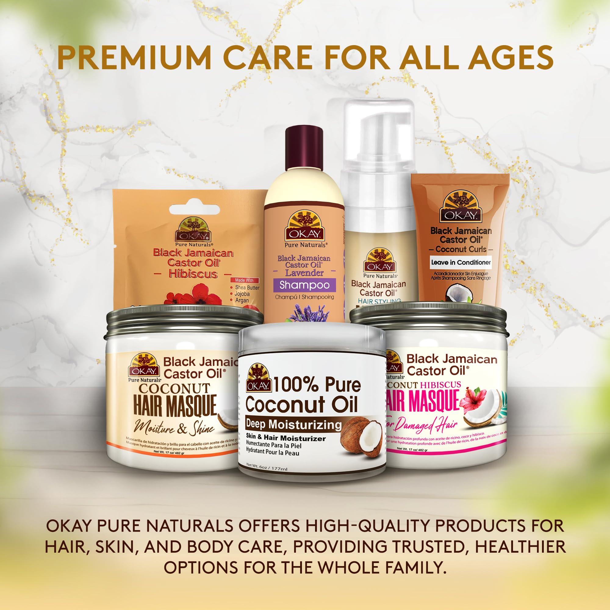 OKAY coconut oil ingredients emphasize purity and multi-use beauty performance.