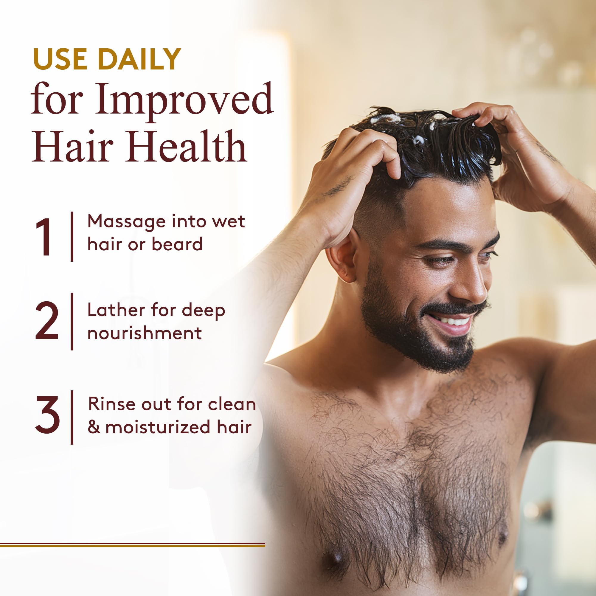 Ingredients of OKAY for MEN shampoo with castor and argan oils for moisture and shine