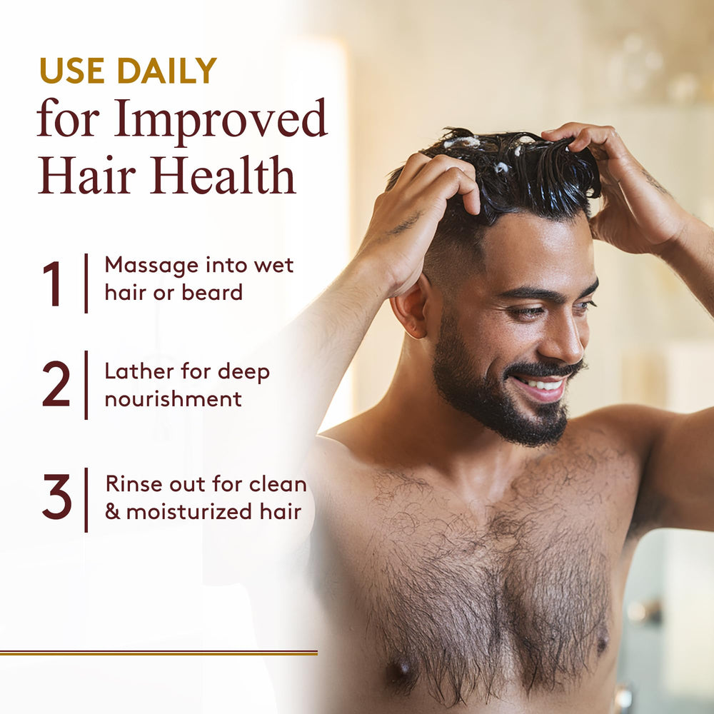 Ingredients of OKAY for MEN shampoo with castor and argan oils for moisture and shine