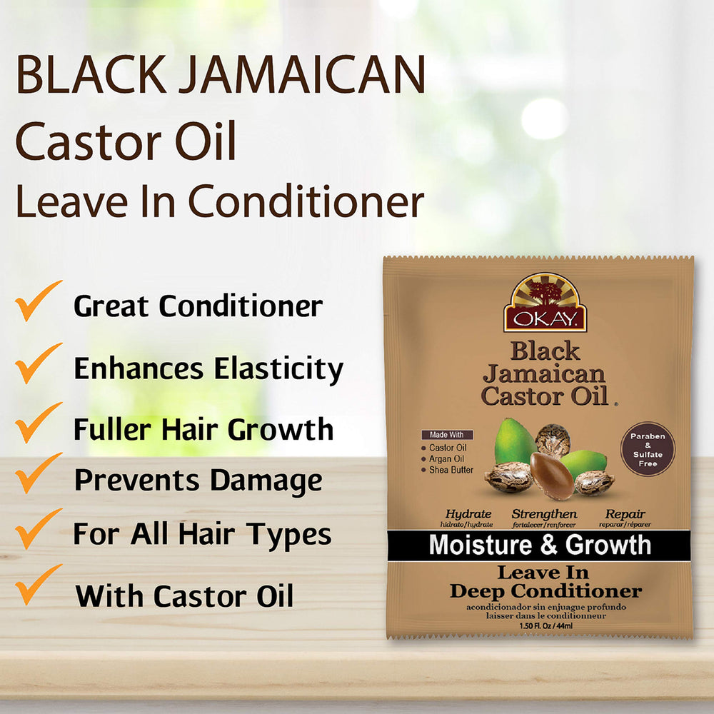 OKAY Leave-In Conditioner applied to damp hair for detangling and manageability.